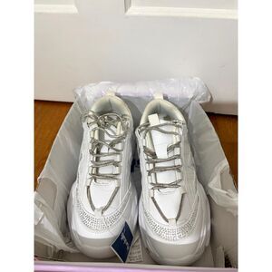 Berness Billie Womens Platform Chunky Sneakers White Rhinestone Size 10 NWT